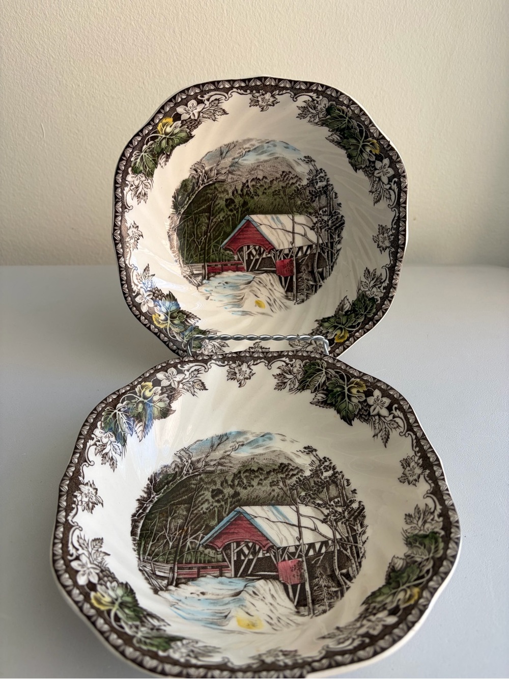 Johnson Brothers Friendly Village The Covered Bridge Set Of 2 Cereal Bowls